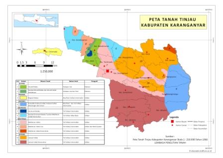 Peta Tanah Tinjau Kabupaten Karanganyar, Propinsi Jawa Tengah